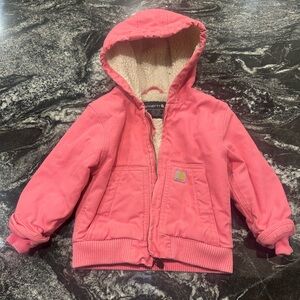 Carhartt 18 month Pink Hooded Jacket with Sherpa Lining